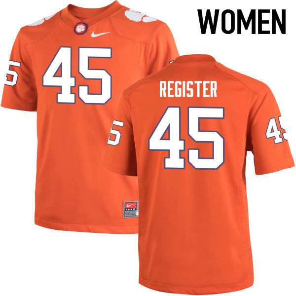 Women Clemson Tigers #45 Chris Register College Football Jerseys-Orange